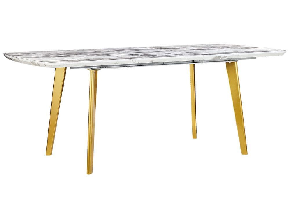 Beliani Rozkladací jedálenský stôl 160/200 x 90 cm mramorový efekt/zlatá MOSBY